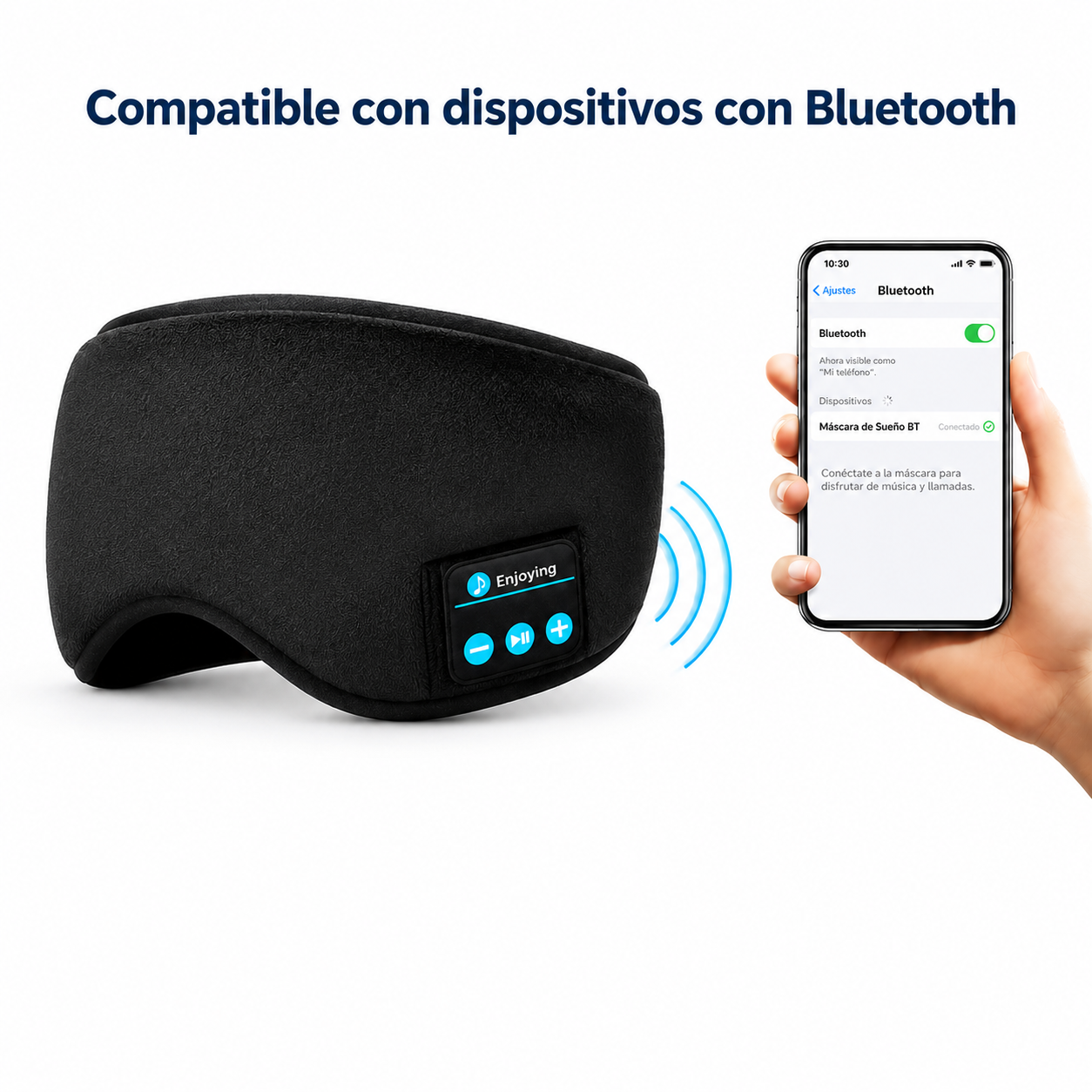 SueñoON™ - Antifaz Bluetooth para Dormir y Meditar Profundamente