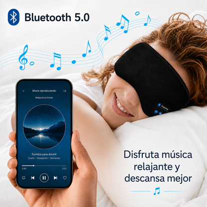 SueñoON™ - Antifaz Bluetooth para Dormir y Meditar Profundamente